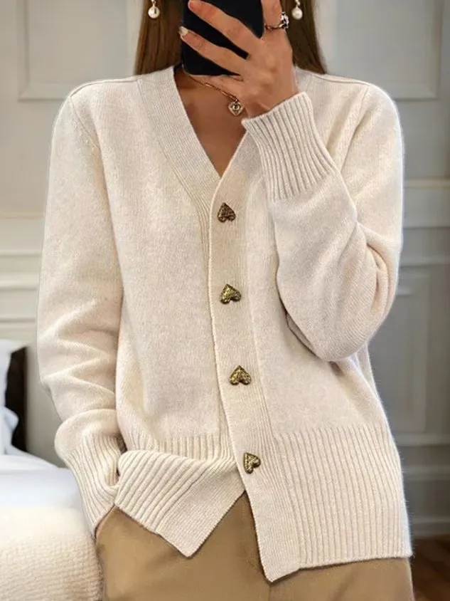 Heart Button Knit Cardigan