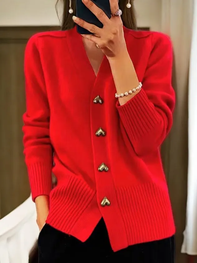 Heart Button Knit Cardigan