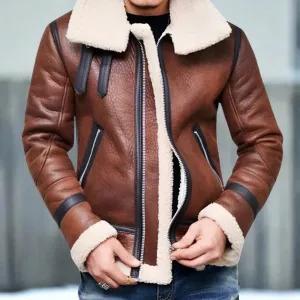 Heavy, lined leather winter jacket
