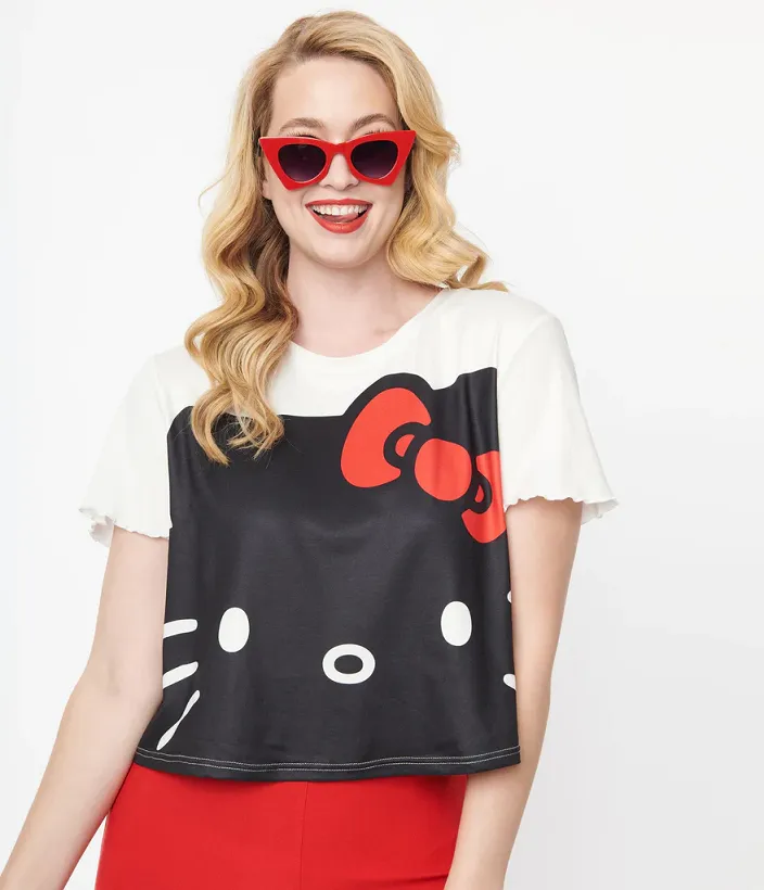 Hello Kitty Boxy Crop T-Shirt Top