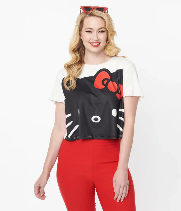 Hello Kitty Boxy Crop T-Shirt Top