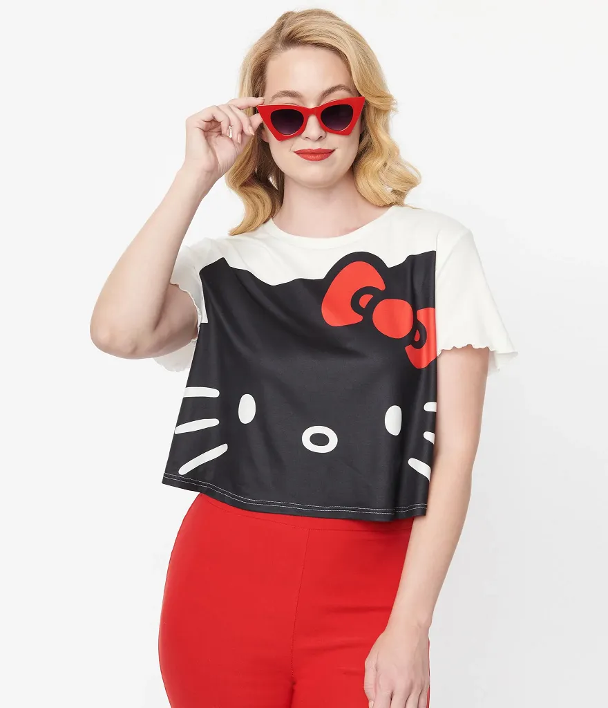 Hello Kitty Boxy Crop T-Shirt Top