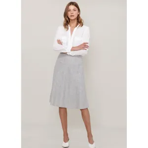 High Waisted Wool Knit Midi Skirt In Heather Grey
