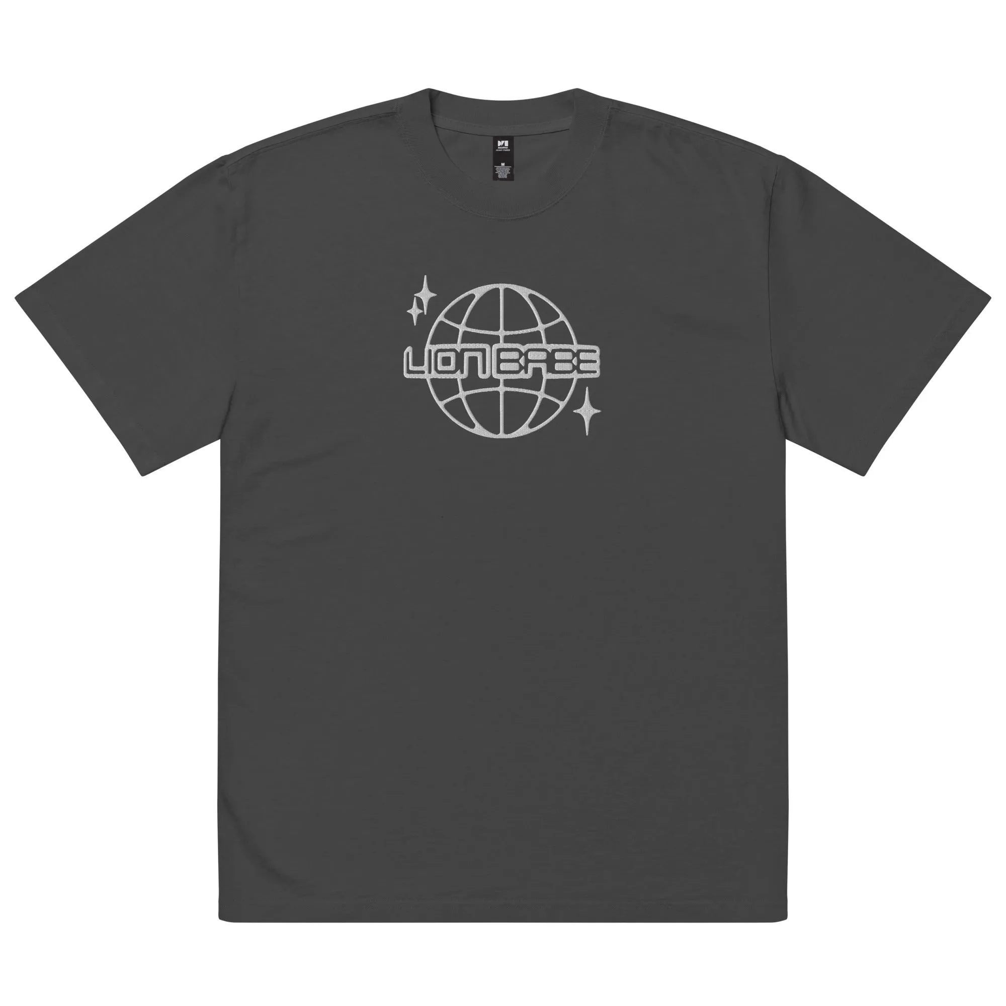House of LION BABE - Oversized Charcoal Tee Embroidered White Logo