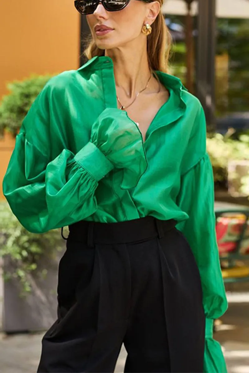 HTT1105 Breezy Elegance Sheer Blouse Top