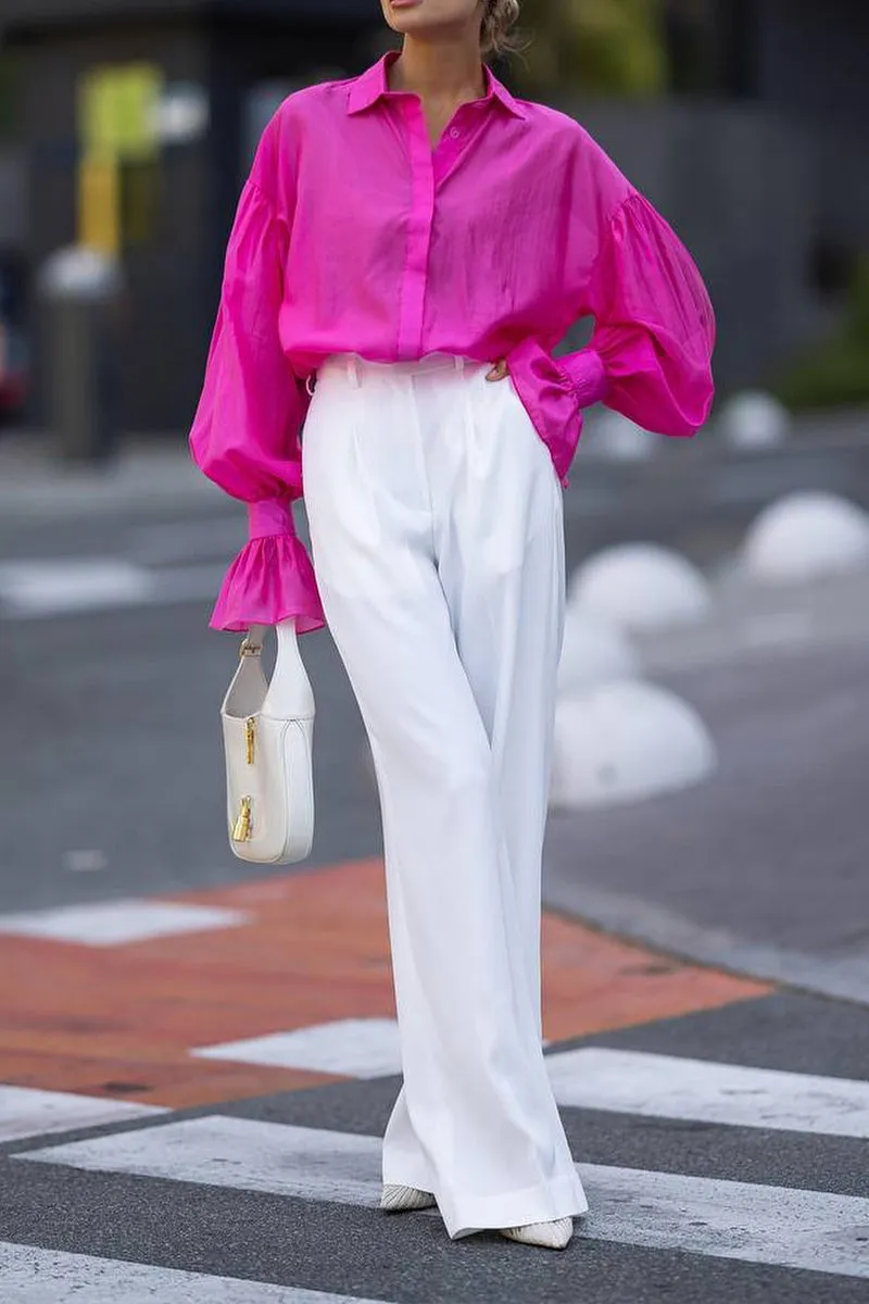 HTT1105 Breezy Elegance Sheer Blouse Top