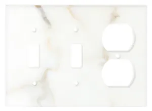 Italian Calacatta Gold Marble Switch Plate Cover, Polished (DOUBLE TOGGLE DUPLEX)