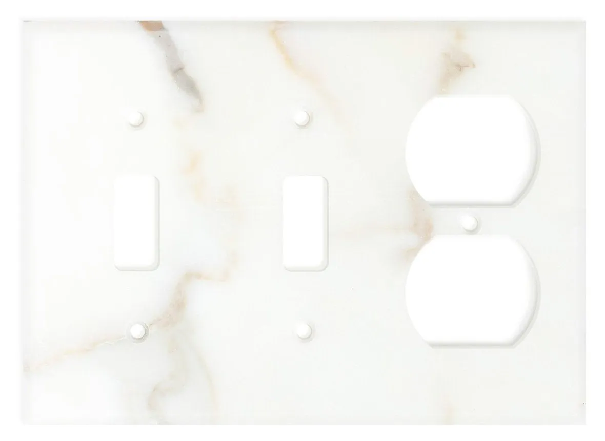 Italian Calacatta Gold Marble Switch Plate Cover, Polished (DOUBLE TOGGLE DUPLEX)