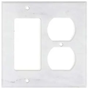 Italian Carrara White Marble Switch Plate Cover, Polished (ROCKER DUPLEX)