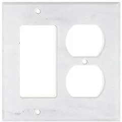 Italian Carrara White Marble Switch Plate Cover, Polished (ROCKER DUPLEX)