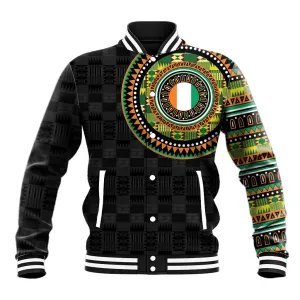 Ivory Coast African Tribal Pattern Baseball Jacket Chest Arm Tattoo LT15