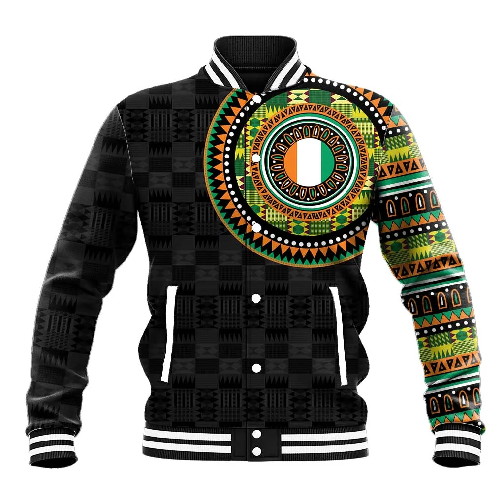 Ivory Coast African Tribal Pattern Baseball Jacket Chest Arm Tattoo LT15
