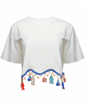 Ivory French Terry Ginger Crop Top