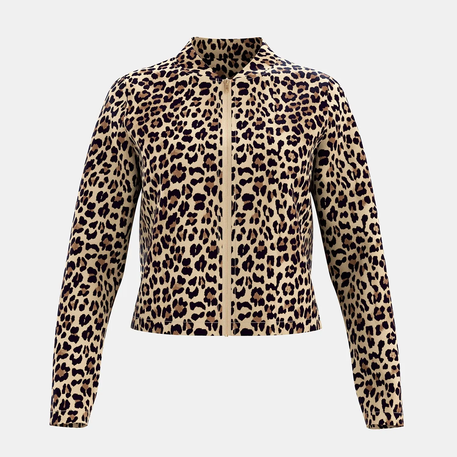 Jackets Fashion Decent Zipper Leopard Print Long Sleeve