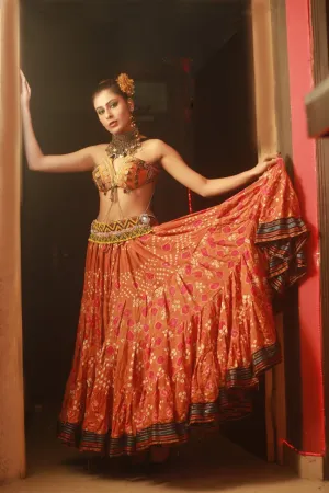 Jaipur multi dot padma skirt orange