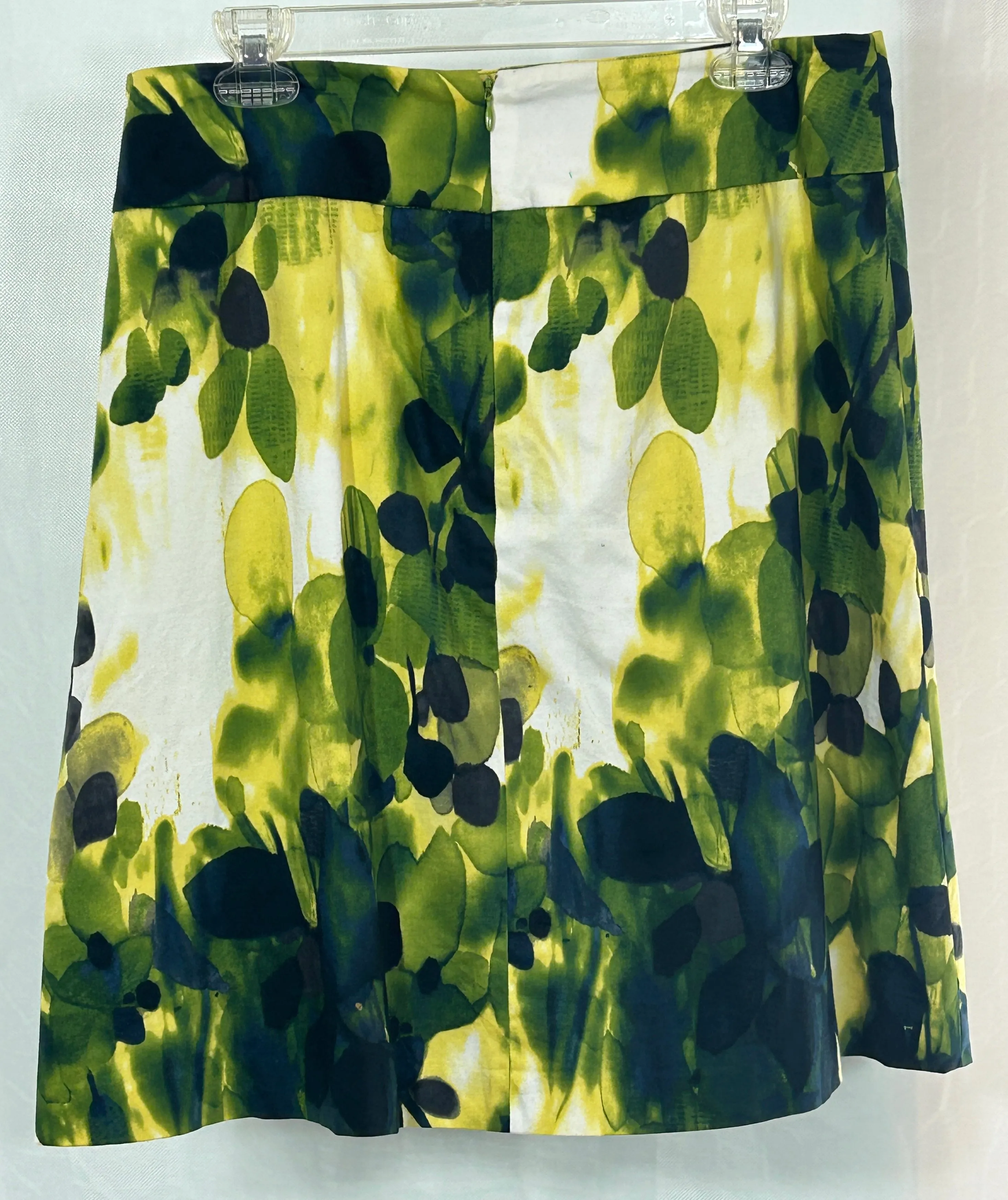 Jones New York Collection Stretch A-Line Skirt Size 10 – Green & Navy Abstract Floral Print