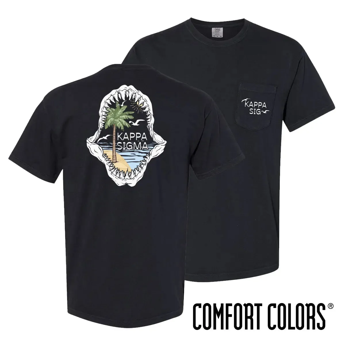 Kappa Sig Shark Bite Black Short Sleeve Pocket Tee