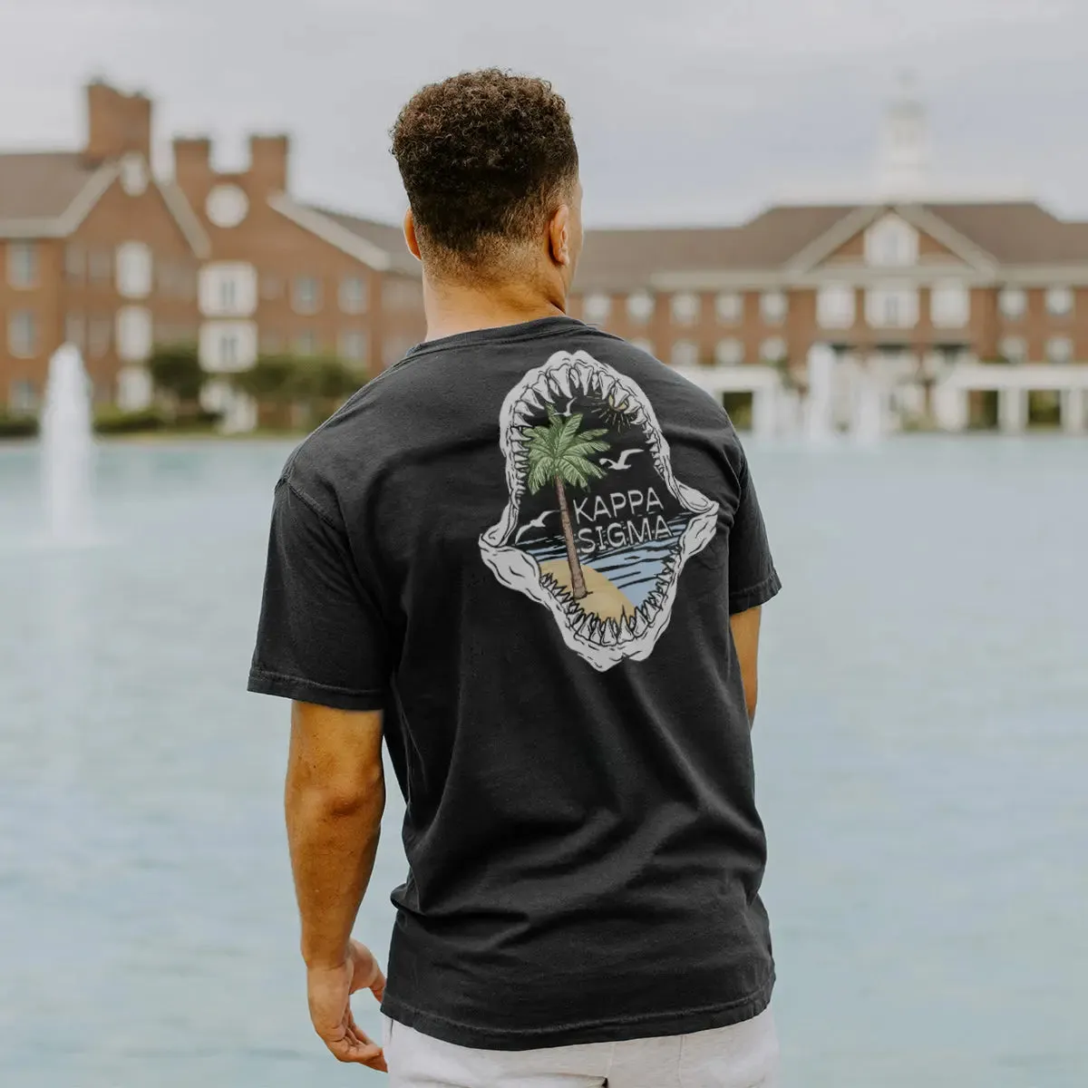 Kappa Sig Shark Bite Black Short Sleeve Pocket Tee
