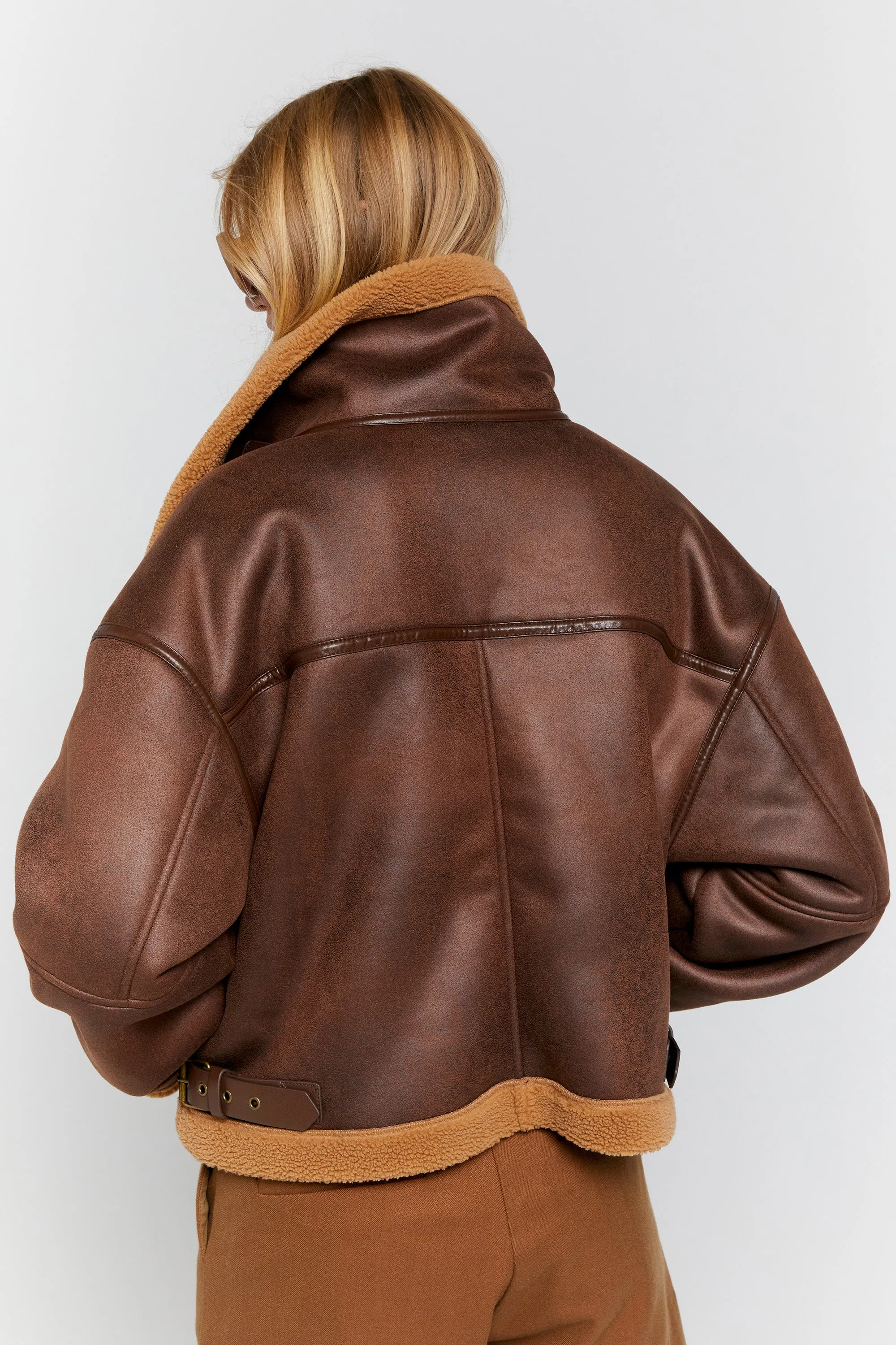 Karen Walker Cropped Aviator Jacket // Brown, Chestnut