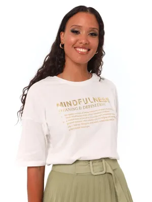 Ladies Boxy Mindfulness Tee - White