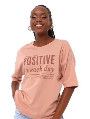 Ladies Boxy Postive Day Tee - Blush