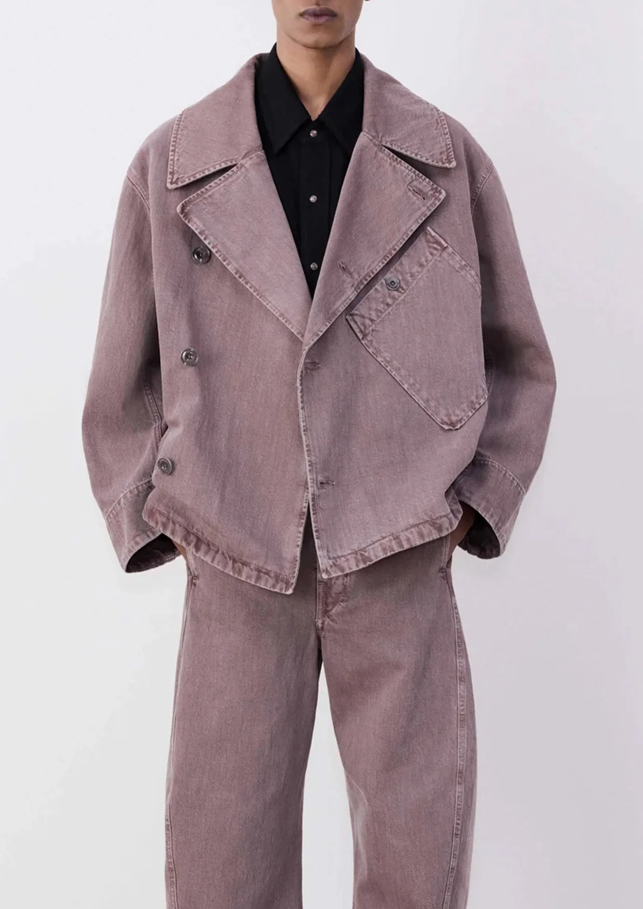 LEMAIRE - DISPATCH JACKET DENIM SNOW MAUVE