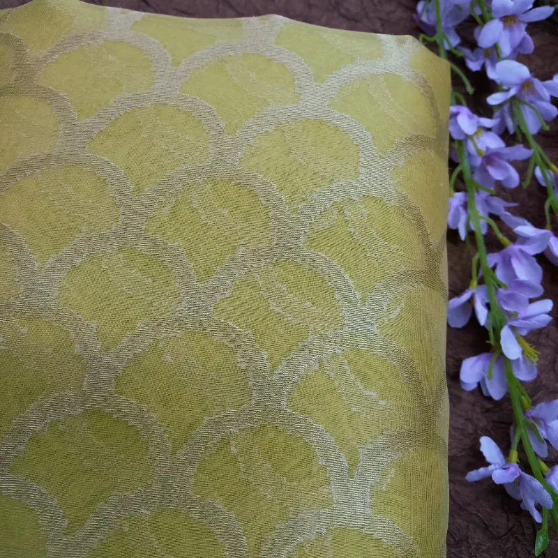 Lemon Yellow Organza Handloom Fabric