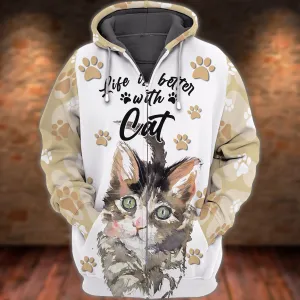 Life is Better With Cats 3D Shirts Design, Hoodie T Shirt