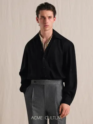 Linen-Texture Cuban Collar Shirt Jacket