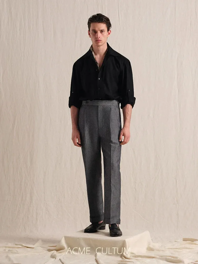 Linen-Texture Cuban Collar Shirt Jacket