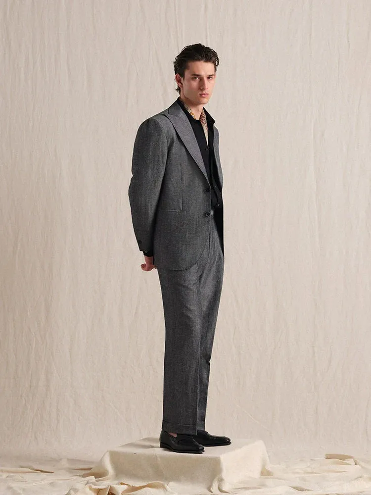 Linen-Texture Cuban Collar Shirt Jacket