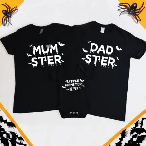 Little Monster, MUMster, DADster Matching Family T-shirts