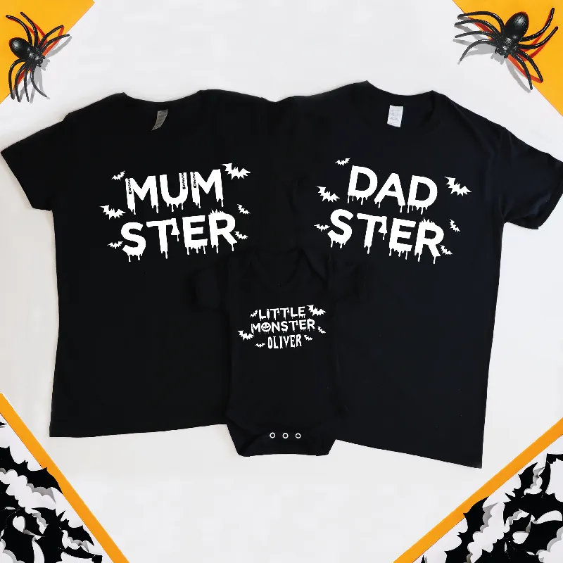 Little Monster, MUMster, DADster Matching Family T-shirts