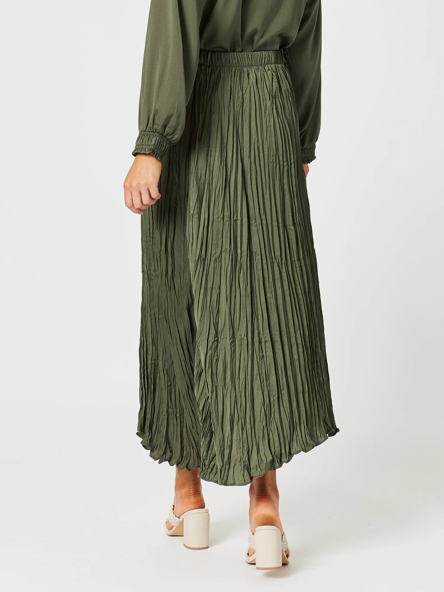 Luxe Crushed Skirt - Khaki
