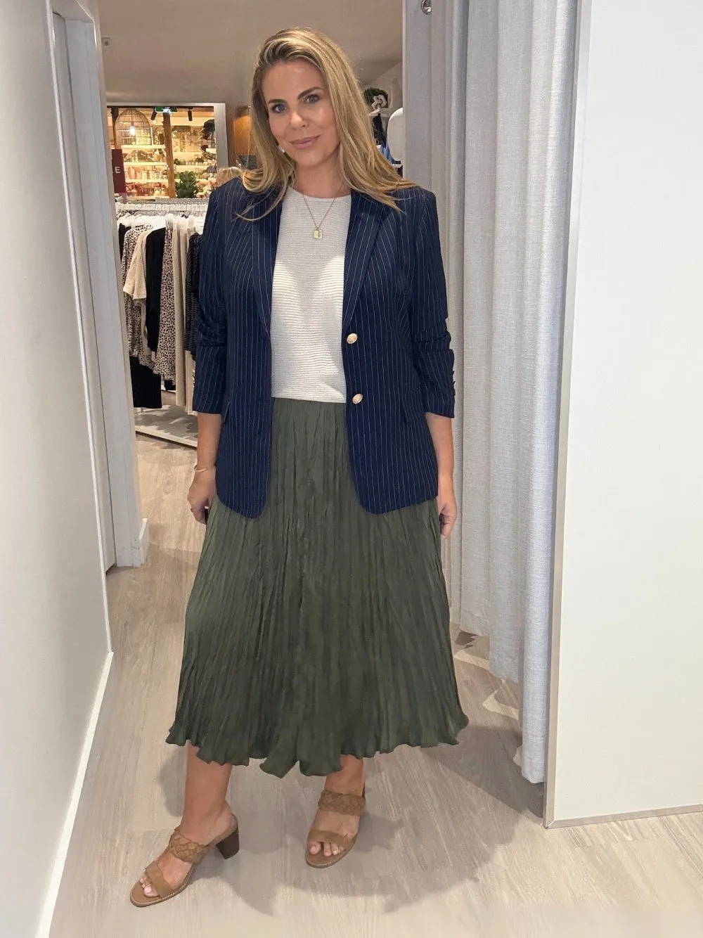 Luxe Crushed Skirt - Khaki