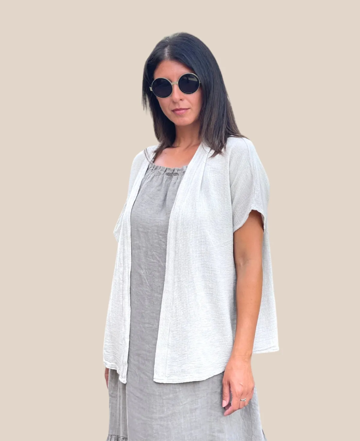 Mae Linen Mesh Kimono