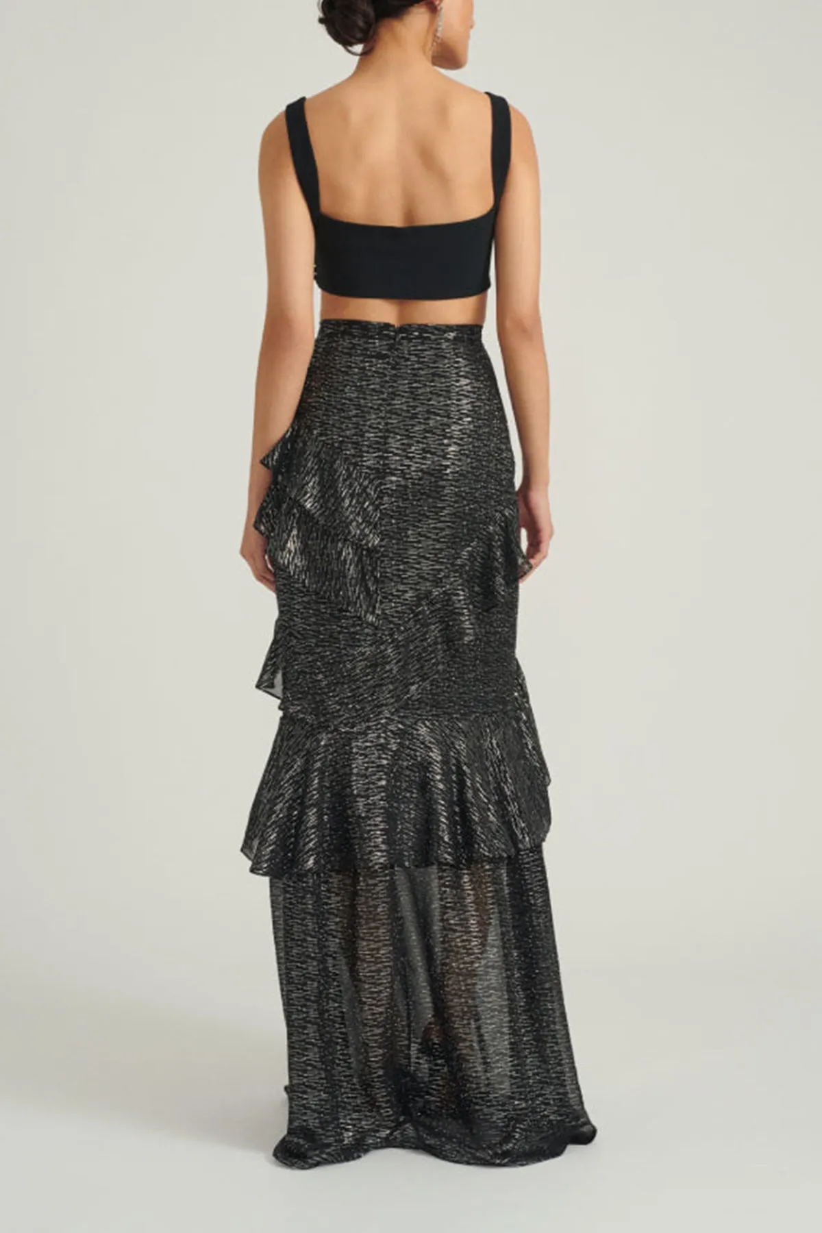 Marissa Long Skirt In Black Silver