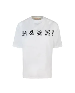 Marni t shirt Bianca con logo Marni pop Fields Nero