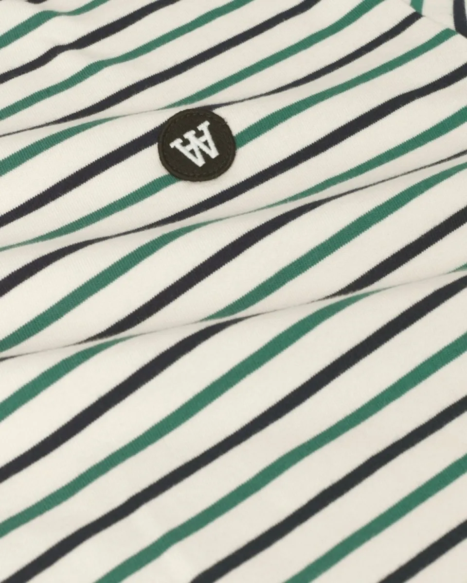 Mel Stripe LS T-shirt - Off White/Green Stripes