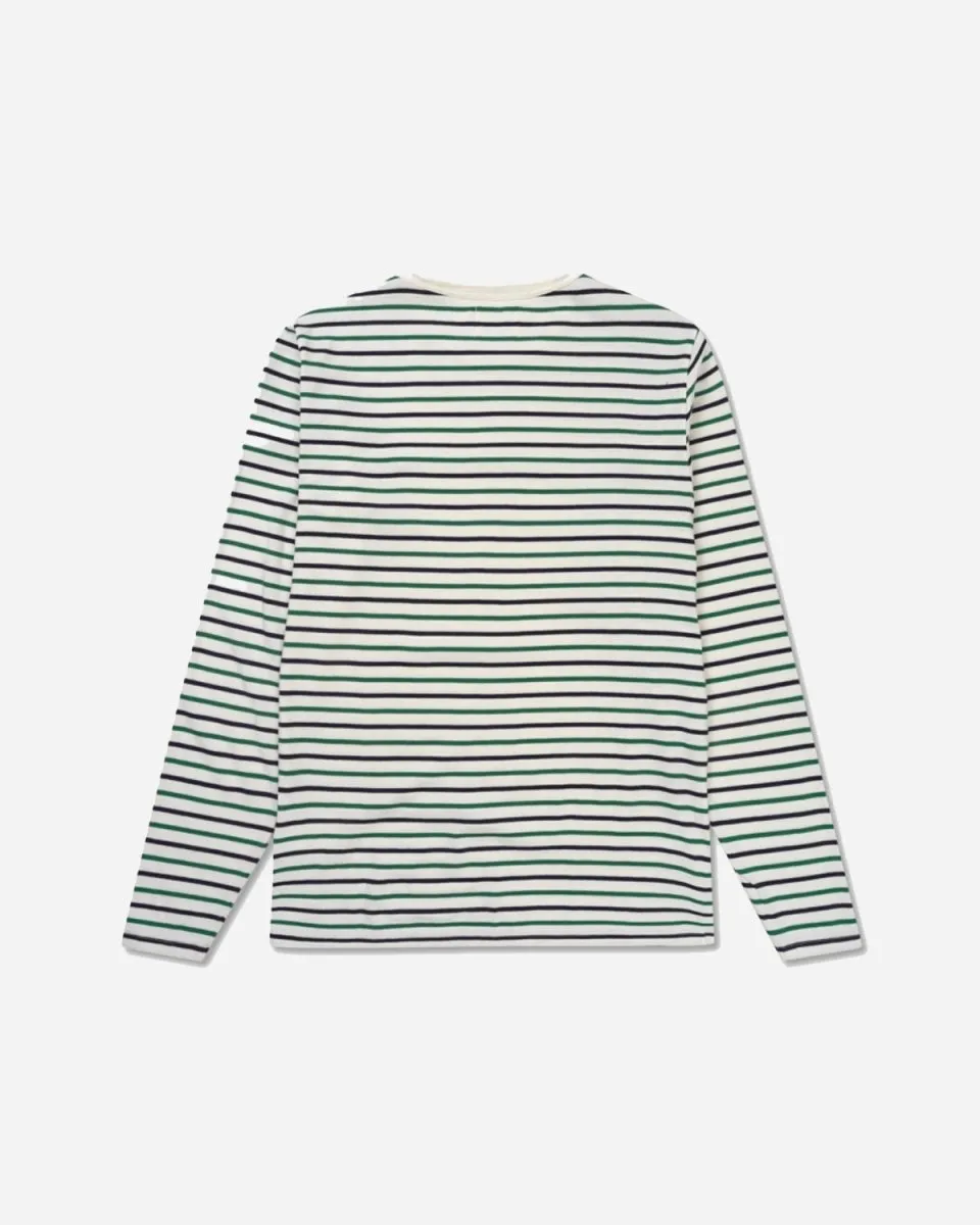 Mel Stripe LS T-shirt - Off White/Green Stripes
