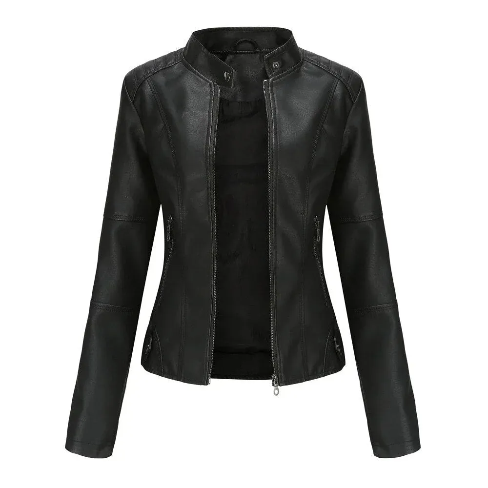 Meli - women's leather jacket with mao