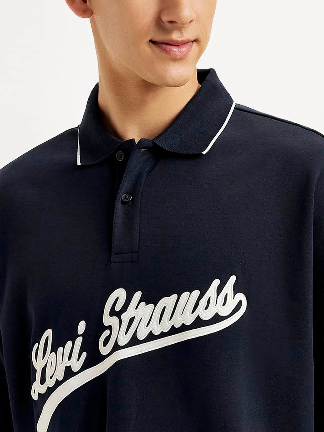 Men's Brand Logo Loose Fit Polo T-shirt
