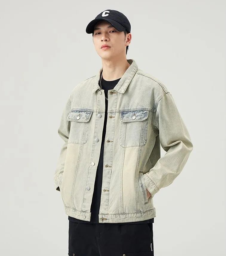 Men’s Relaxed-Fit Trucker Jacket with Flap Pocket