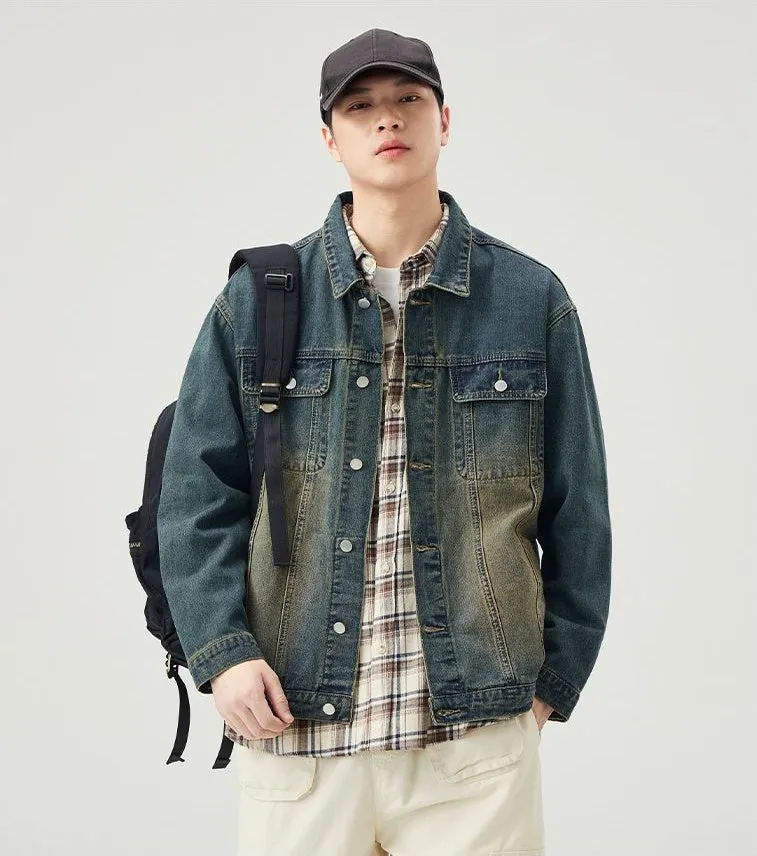Men’s Relaxed-Fit Trucker Jacket with Flap Pocket