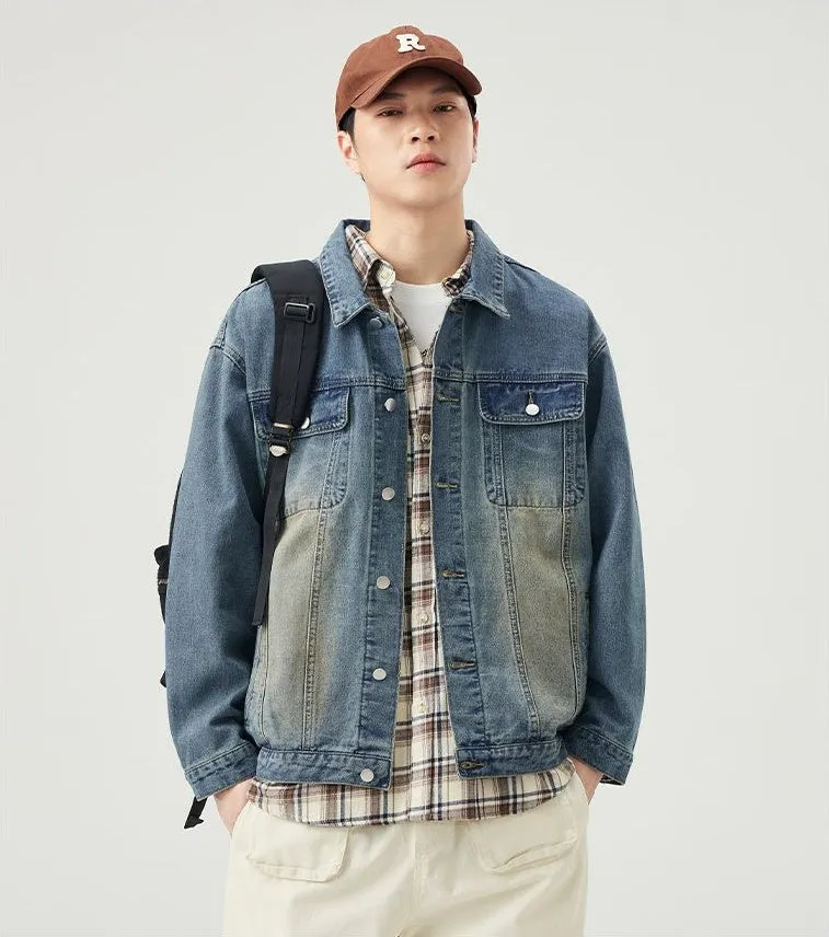 Men’s Relaxed-Fit Trucker Jacket with Flap Pocket
