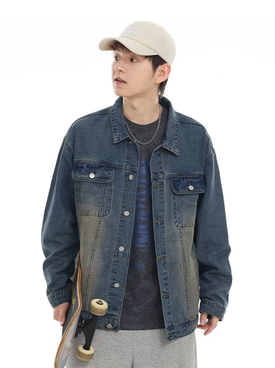 Men’s Relaxed-Fit Trucker Jacket with Flap Pocket