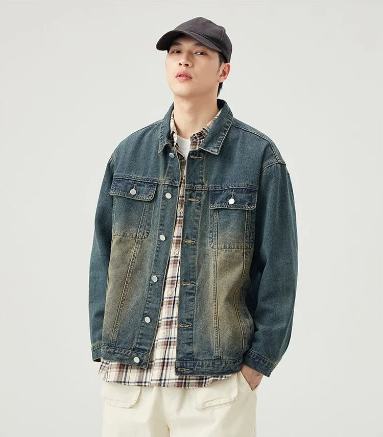 Men’s Relaxed-Fit Trucker Jacket with Flap Pocket