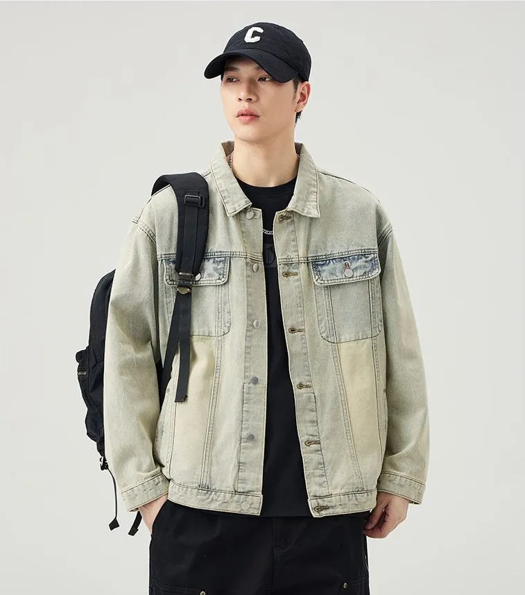 Men’s Relaxed-Fit Trucker Jacket with Flap Pocket