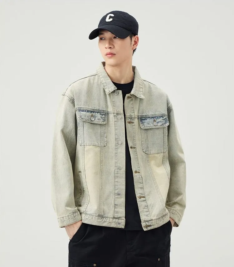 Men’s Relaxed-Fit Trucker Jacket with Flap Pocket