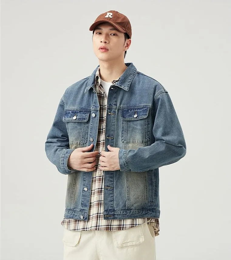 Men’s Relaxed-Fit Trucker Jacket with Flap Pocket